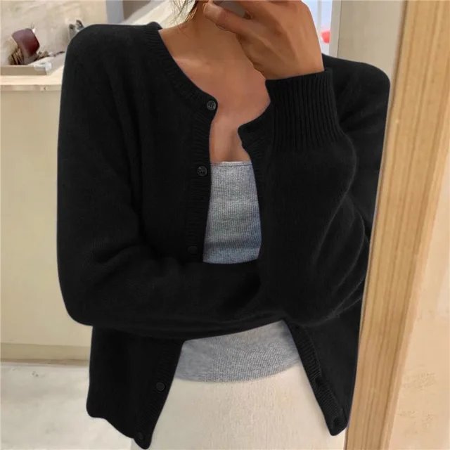 Women's Cropped Cardigan Sweater in Soft Brushed Knit for Cozy Layering