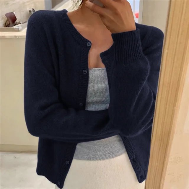 Women's Cropped Cardigan Sweater in Soft Brushed Knit for Cozy Layering