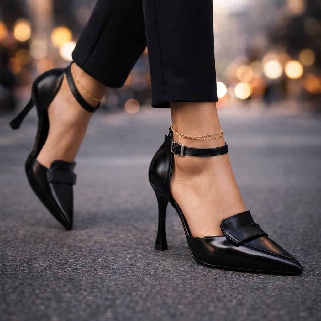 Women's Ankle Strap Pumps with Pointed Toe