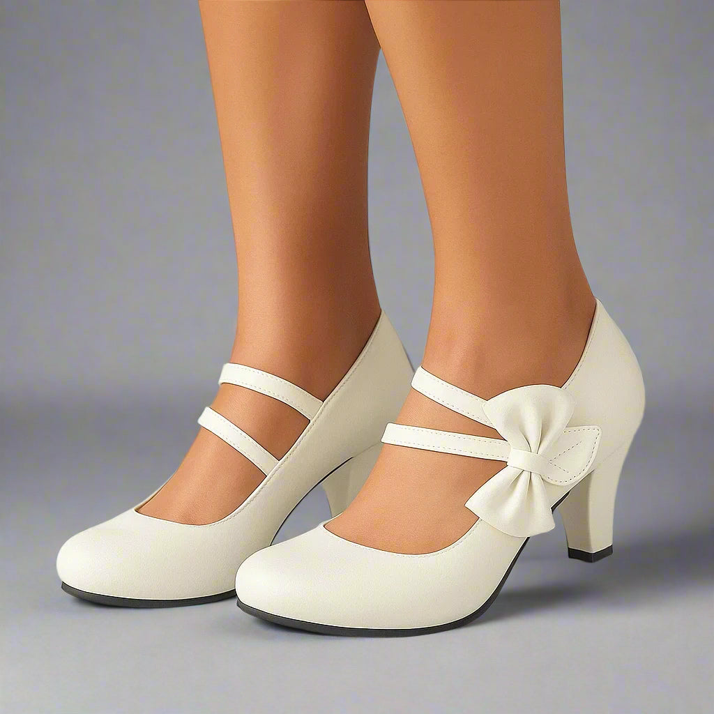 Women's Bow Mary Jane Pumps with Cushioned Footbed