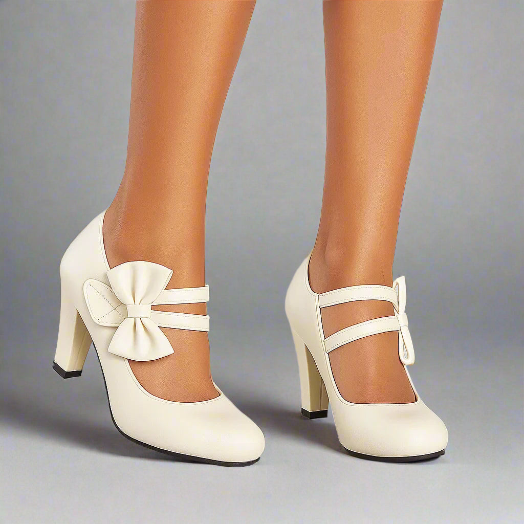 Women's Bow Mary Jane Pumps with Cushioned Footbed