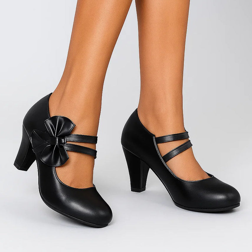 Women's Bow Mary Jane Pumps with Cushioned Footbed