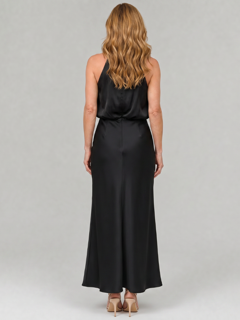 Women's Draped Neck Midi Dress