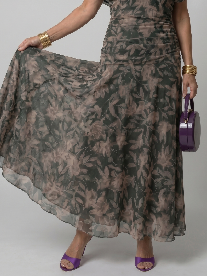 Women's Draped Neckline Midi Dress with Off-Shoulder Design