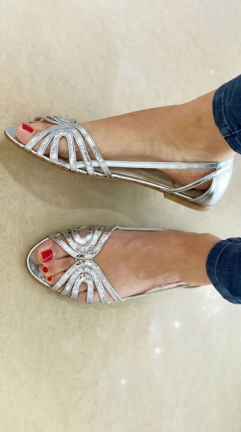 Women's Elegant Flat Sandals with Gold Straps