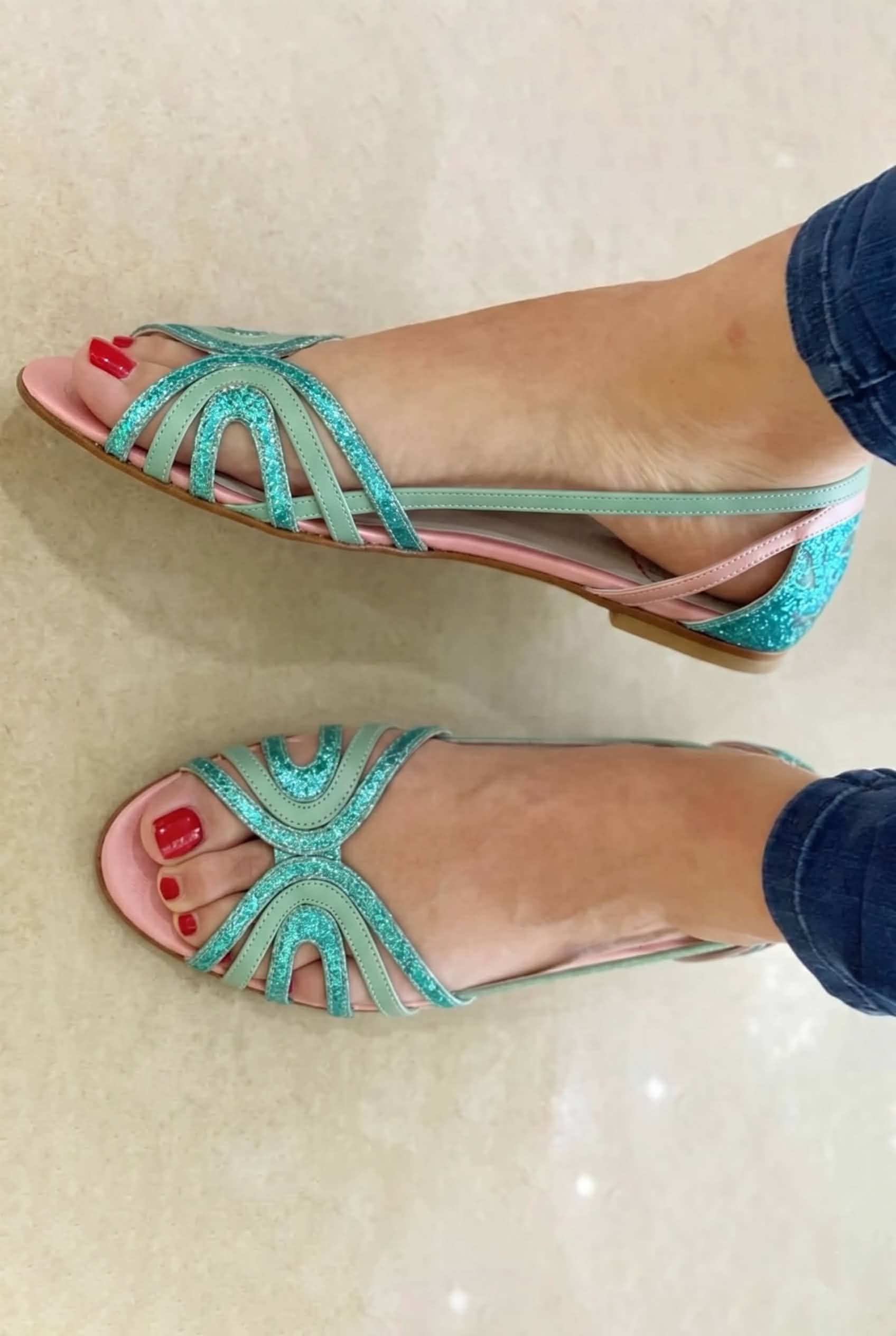 Women's Elegant Flat Sandals with Gold Straps
