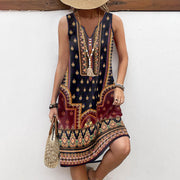 Women's Ethnic Pattern Vintage Midi Dress