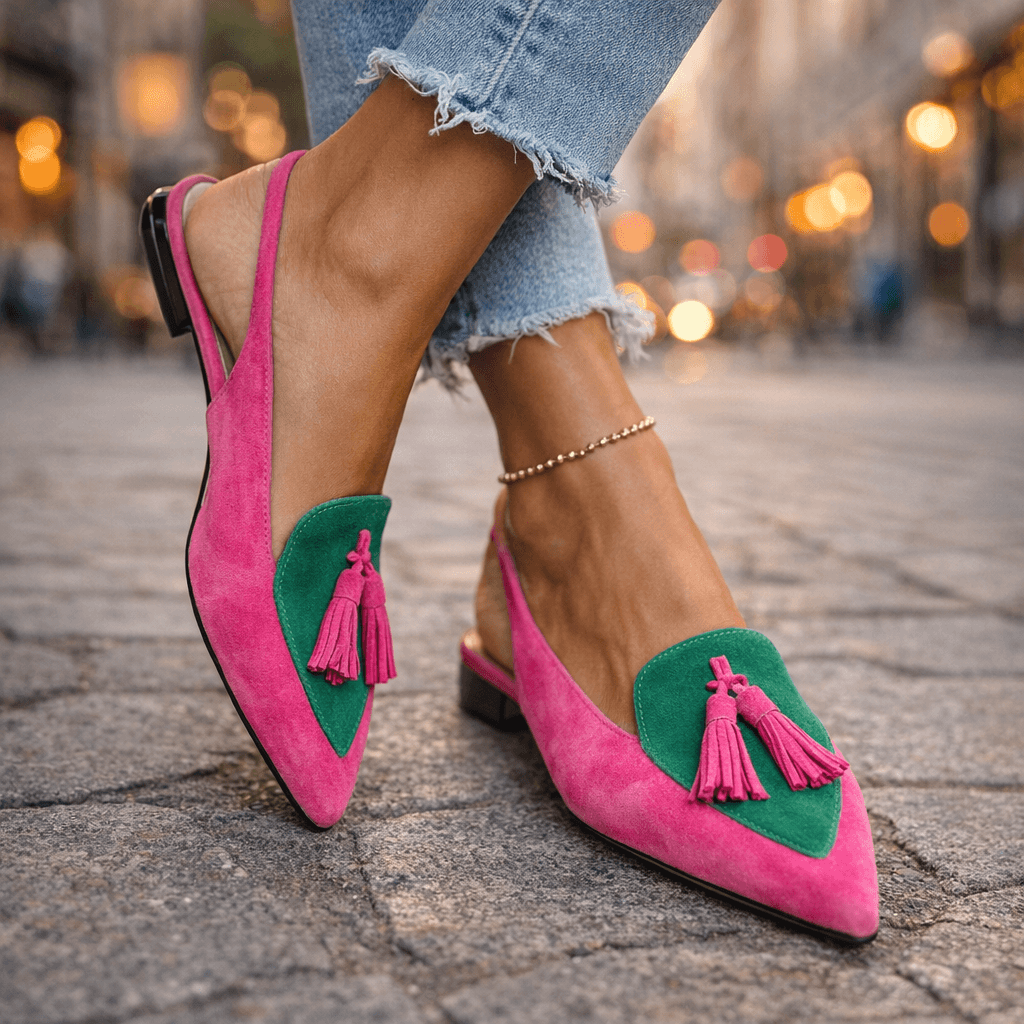 Women's Faux Suede Slingback Pumps with Pointed Toe