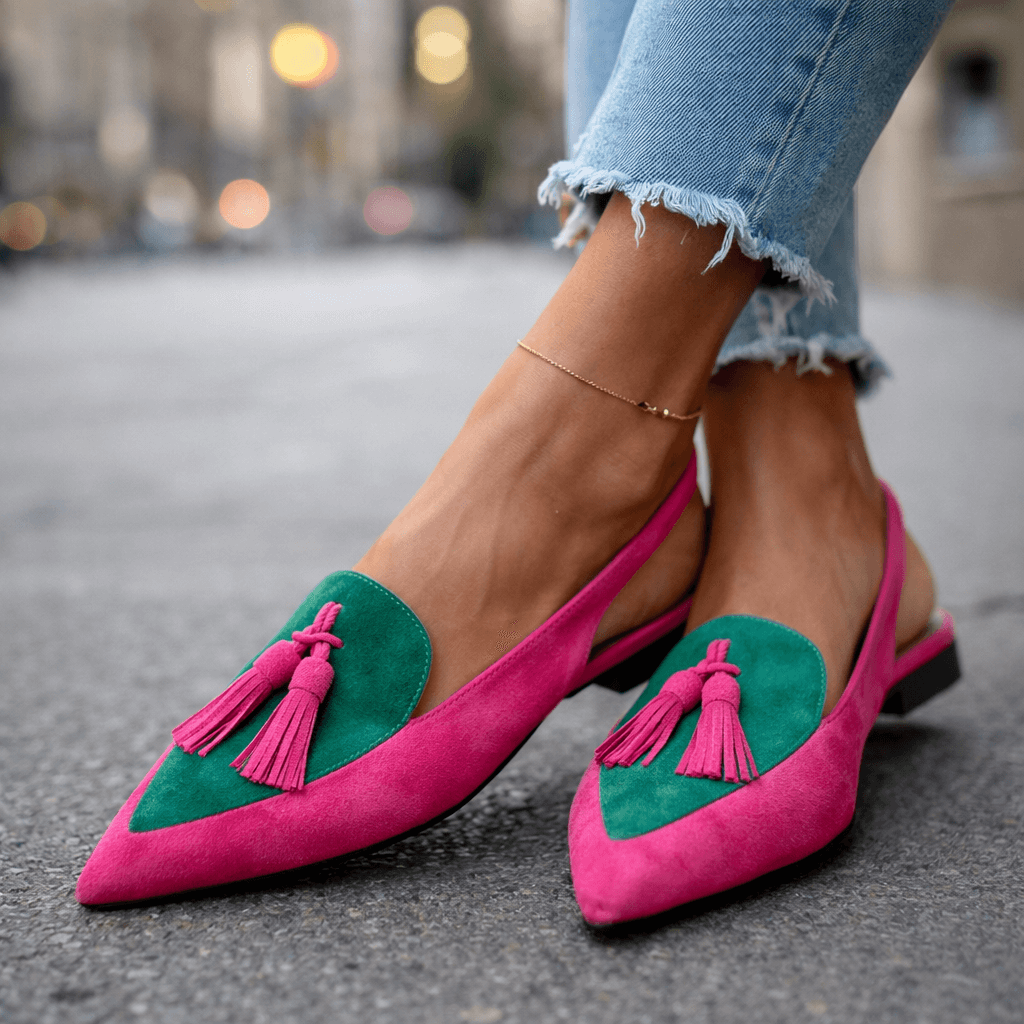Women's Faux Suede Slingback Pumps with Pointed Toe
