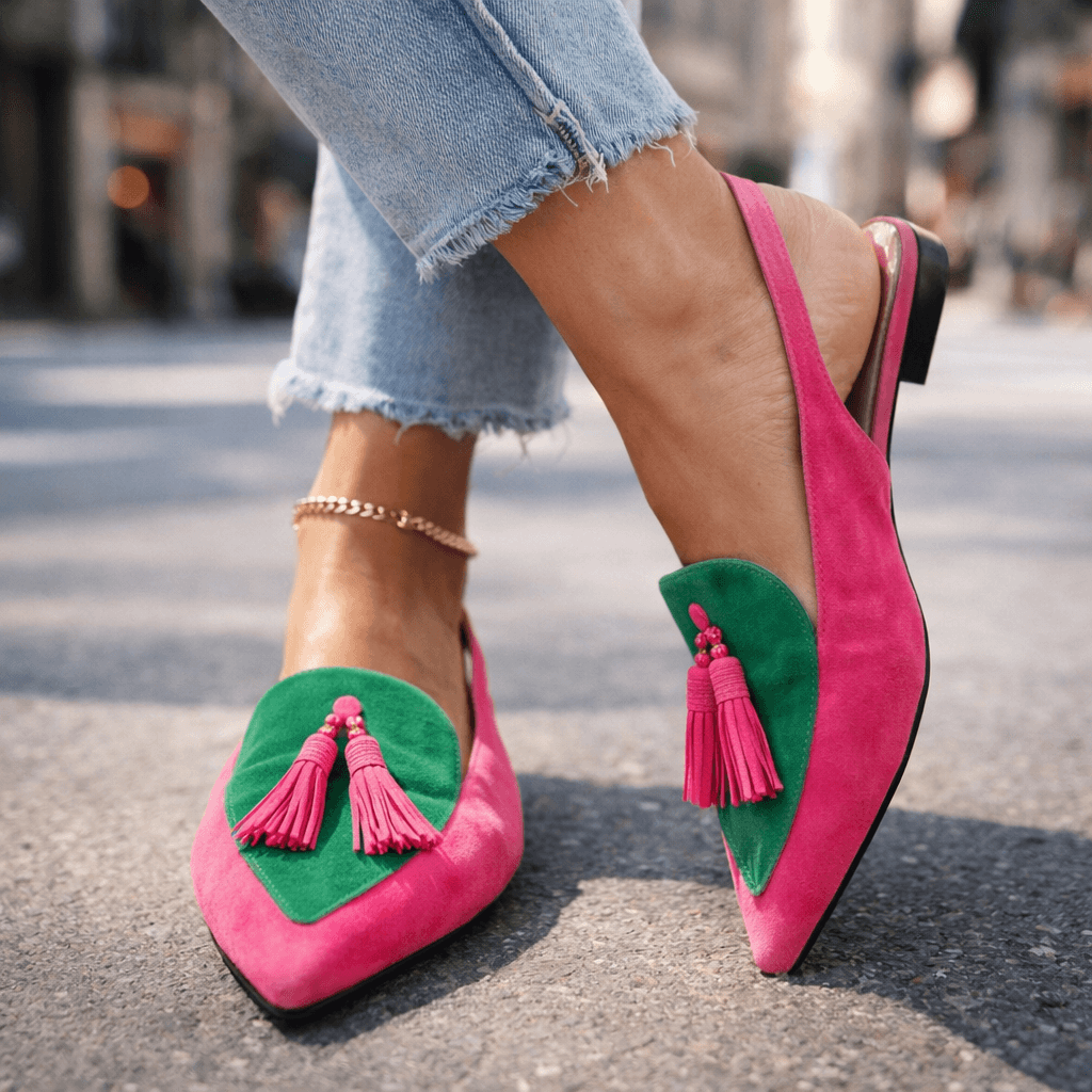 Women's Faux Suede Slingback Pumps with Pointed Toe