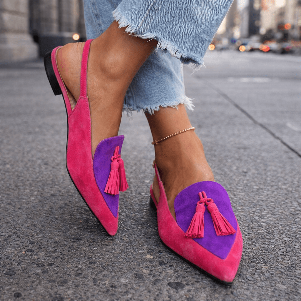 Women's Faux Suede Slingback Pumps with Pointed Toe