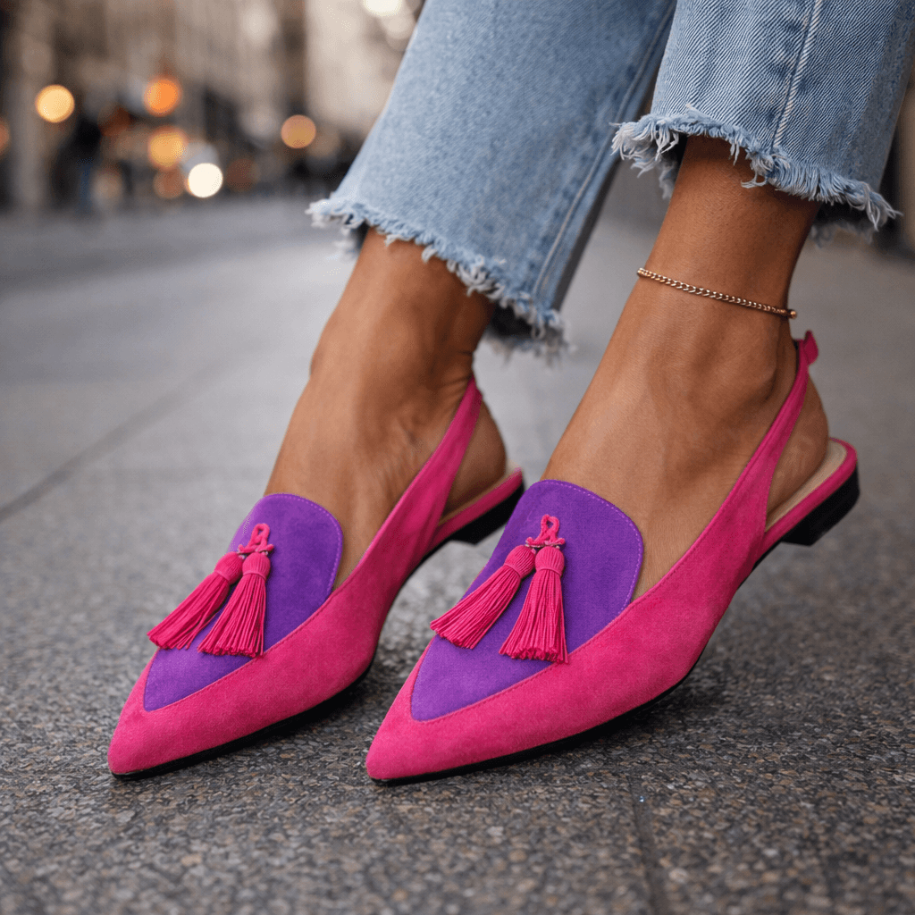 Women's Faux Suede Slingback Pumps with Pointed Toe