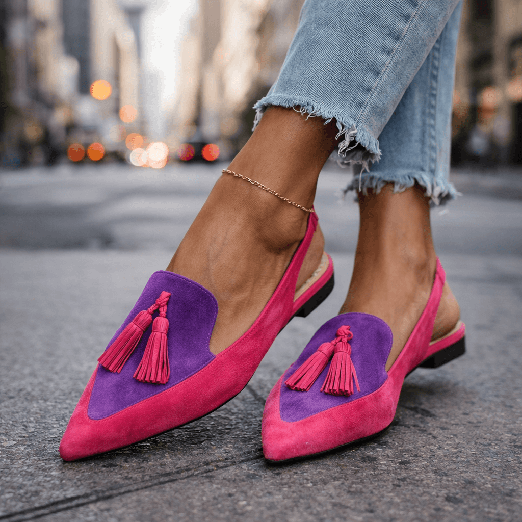 Women's Faux Suede Slingback Pumps with Pointed Toe