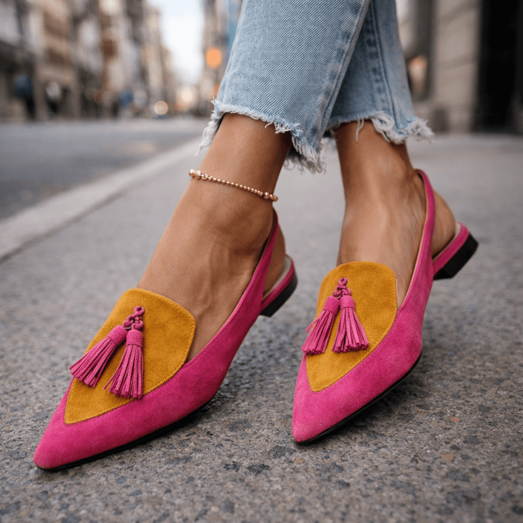 Women's Faux Suede Slingback Pumps with Pointed Toe