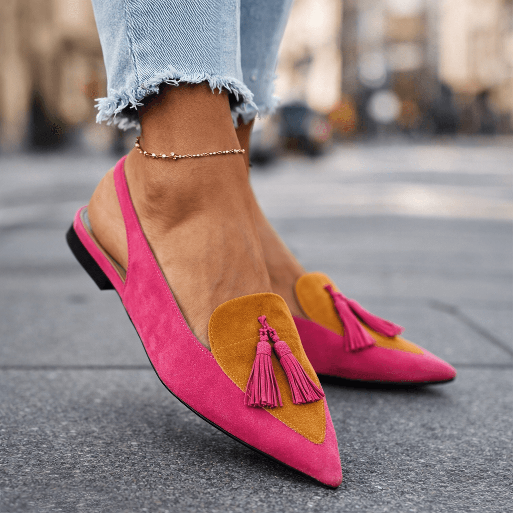 Women's Faux Suede Slingback Pumps with Pointed Toe