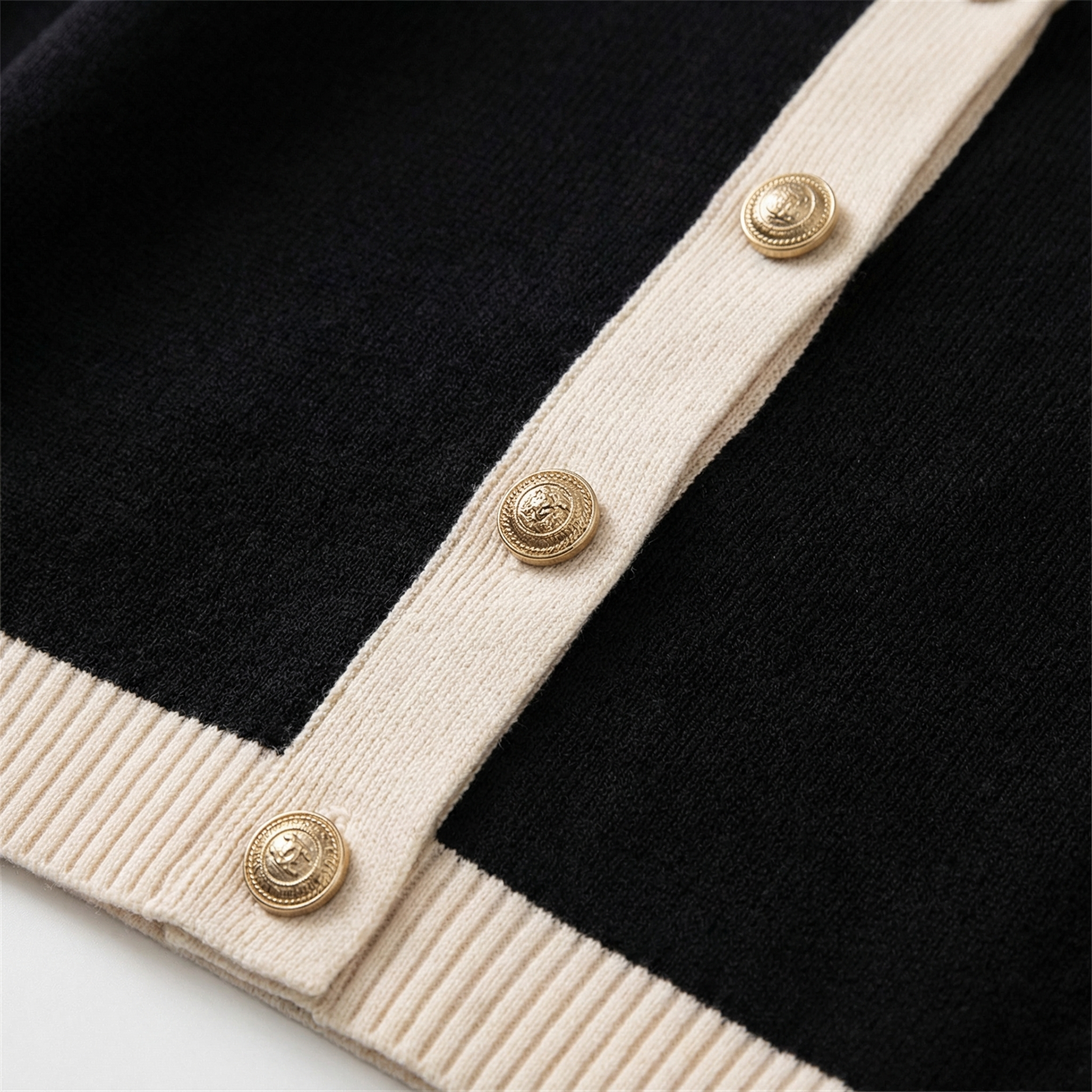 Women's Fitted Knit Cardigan Sweater with Embossed Buttons