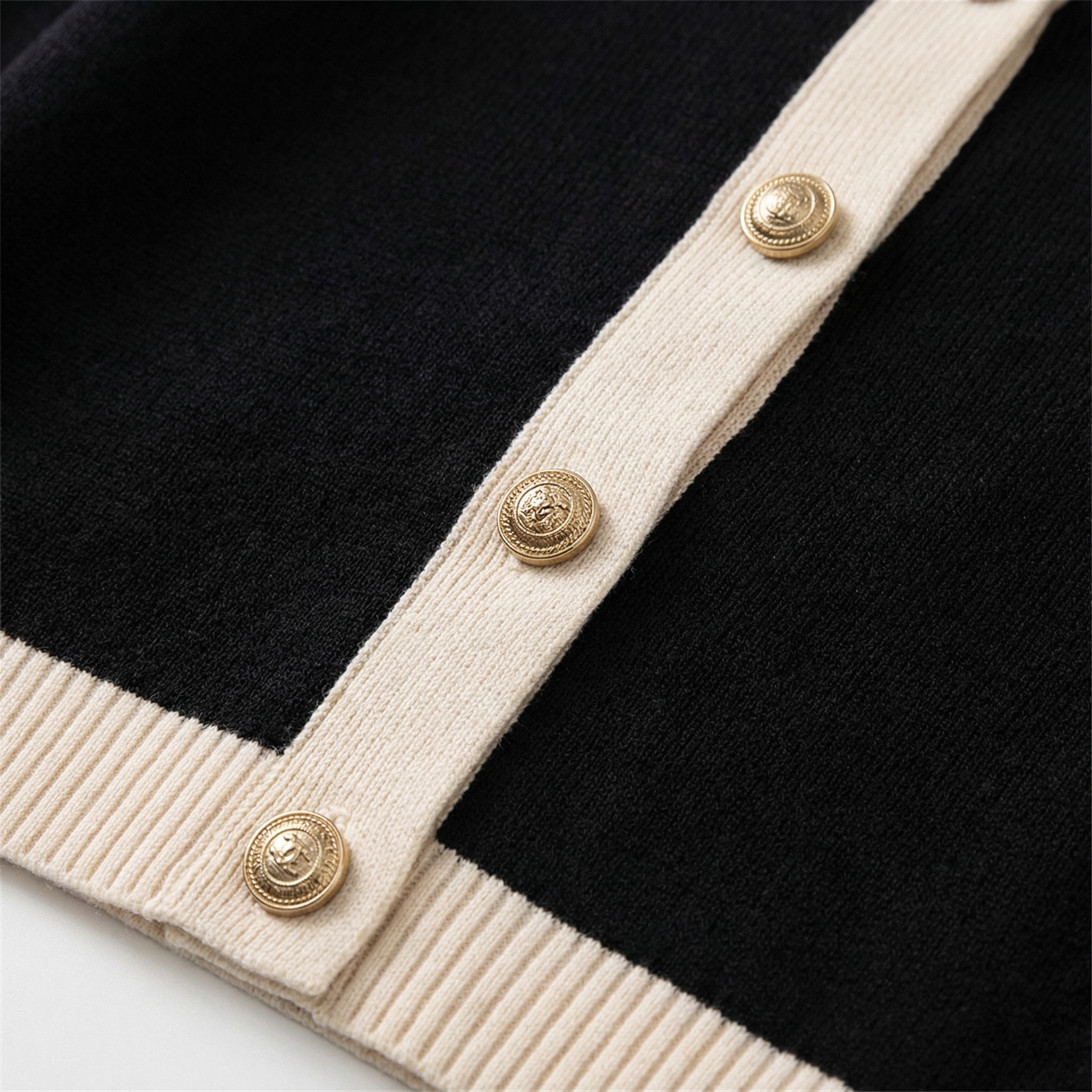 Women's Fitted Knit Cardigan Sweater with Embossed Buttons