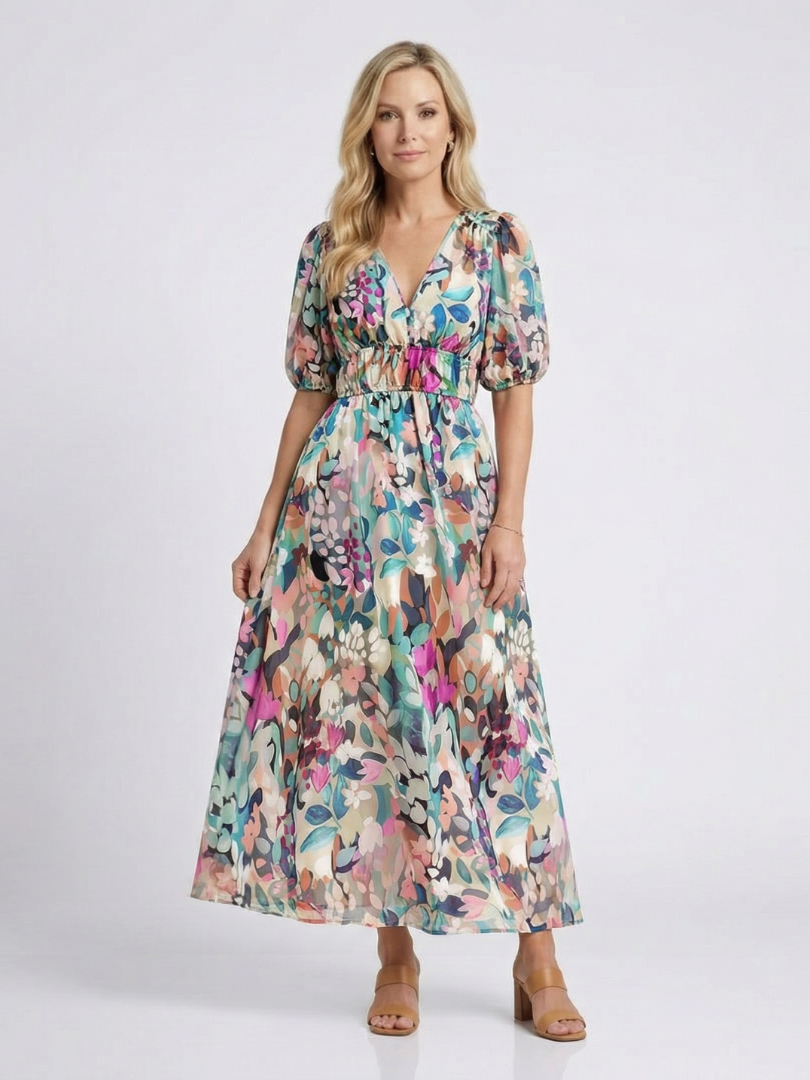 Women's Flattering Short Sleeve Midi Dress