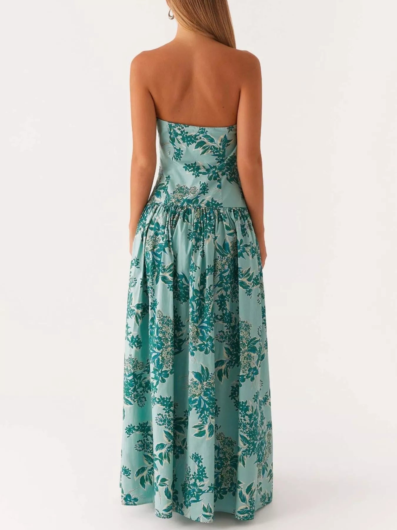 Women's Floral Bustier Midi Dress with Zipper