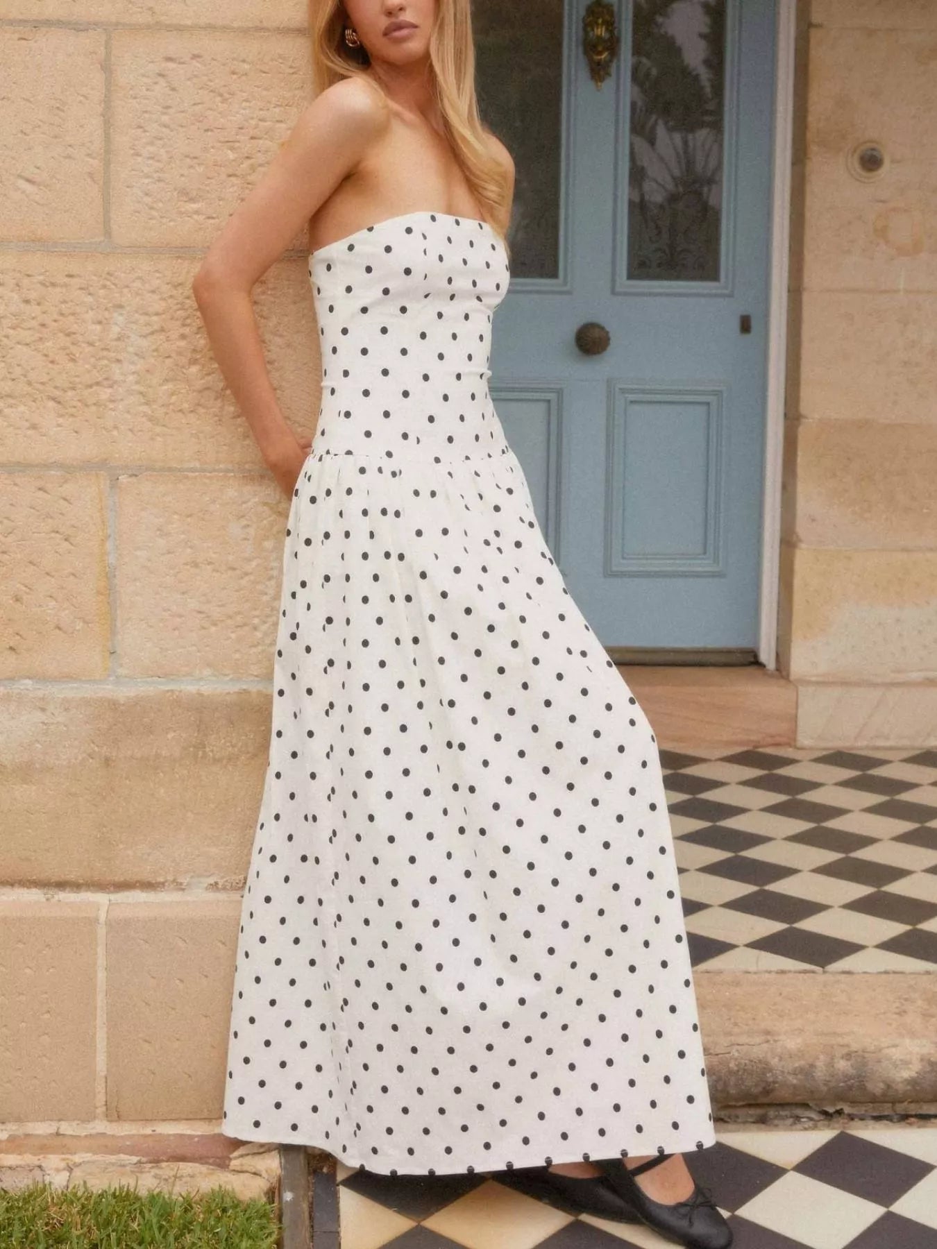 Women's Floral Bustier Midi Dress with Zipper