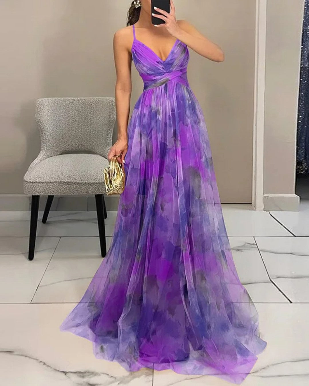 Women's Floral Maxi Dress with Adjustable Straps