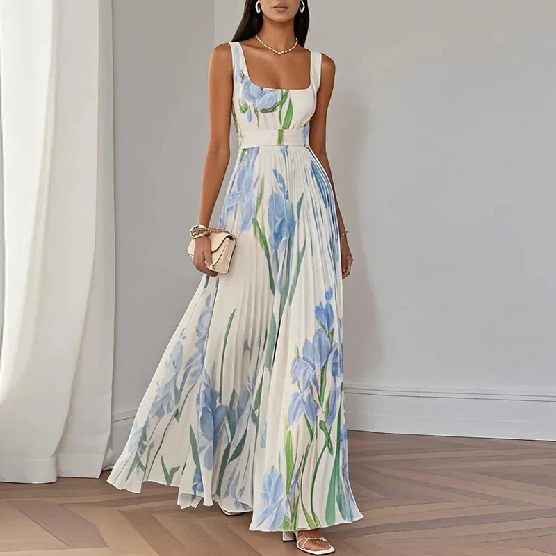 Women's Floral Maxi Dress with A-Line Cut