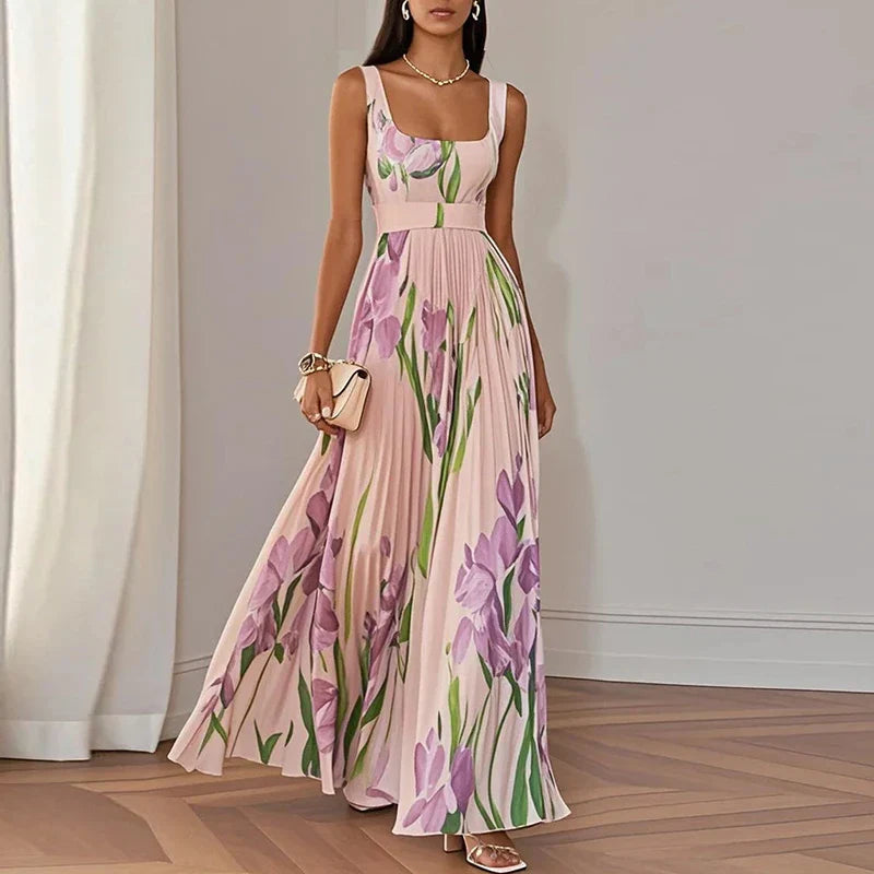 Women's Floral Maxi Dress with A-Line Cut