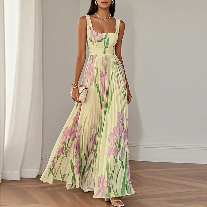 Women's Floral Maxi Dress with A-Line Cut