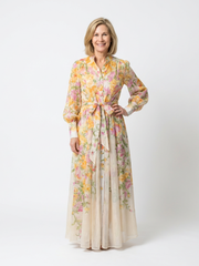 Women's Floral Maxi Dress with Tie Waist