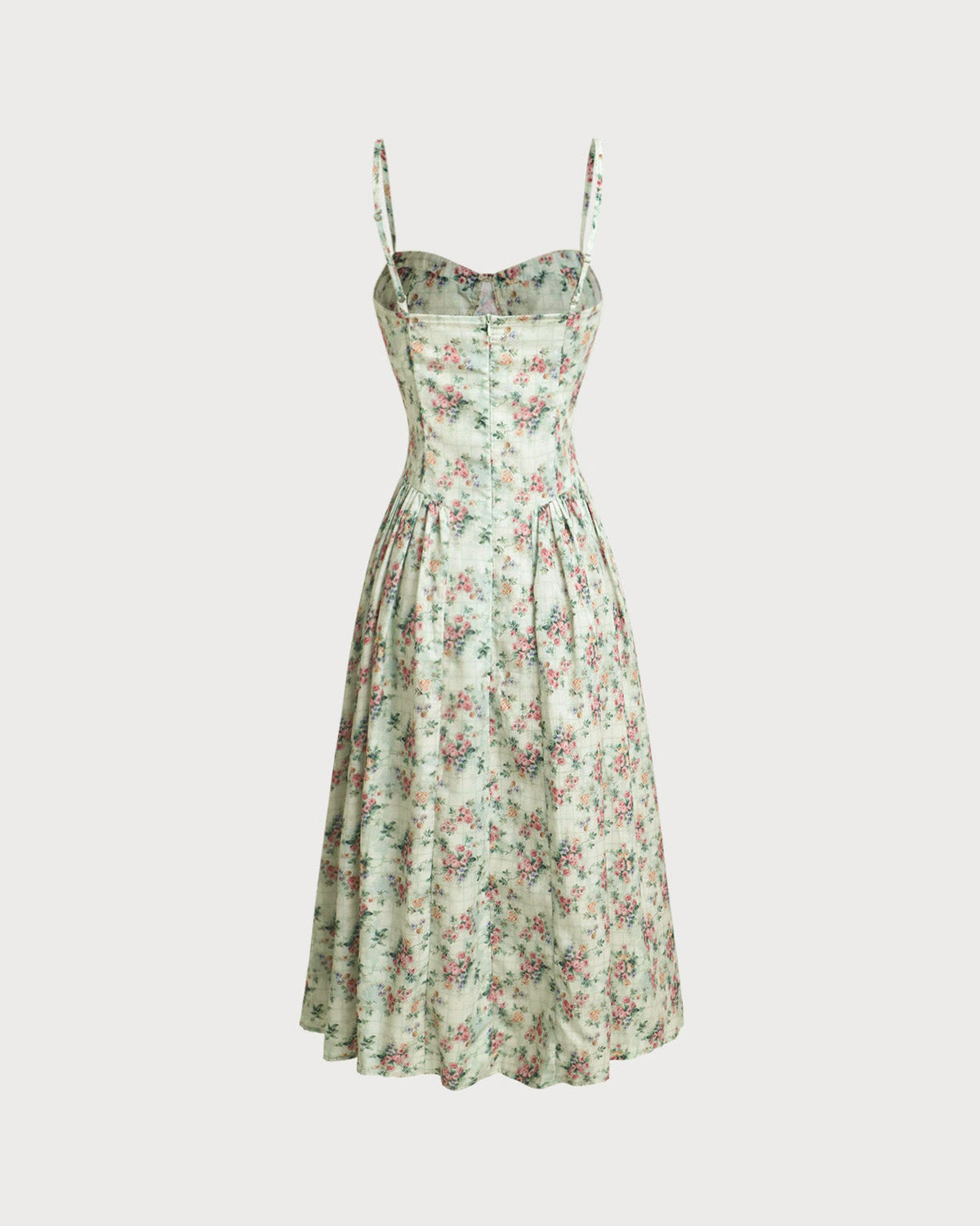 Women's Floral Midi Dress with Corset Bodice