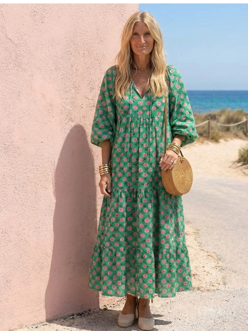 Women's Floral Midi Dress with Flattering Cut