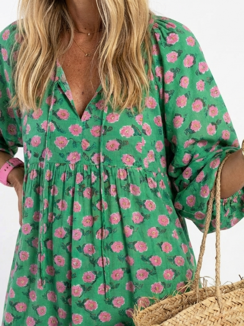 Women's Floral Midi Dress with Flattering Cut