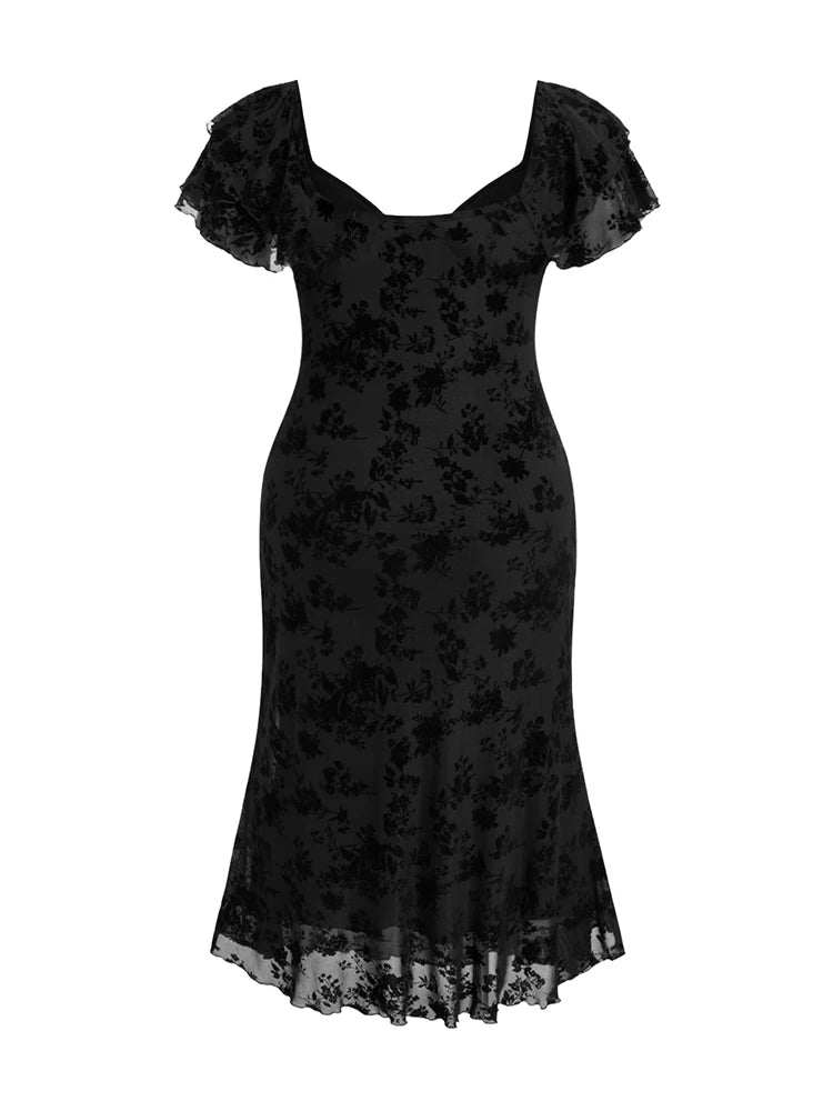 Women's Floral Short Sleeve Midi Dress for Summer Style