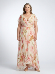Women's Floral V-Neck Maxi Dress