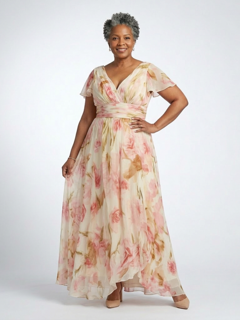 Women's Floral V-Neck Maxi Dress