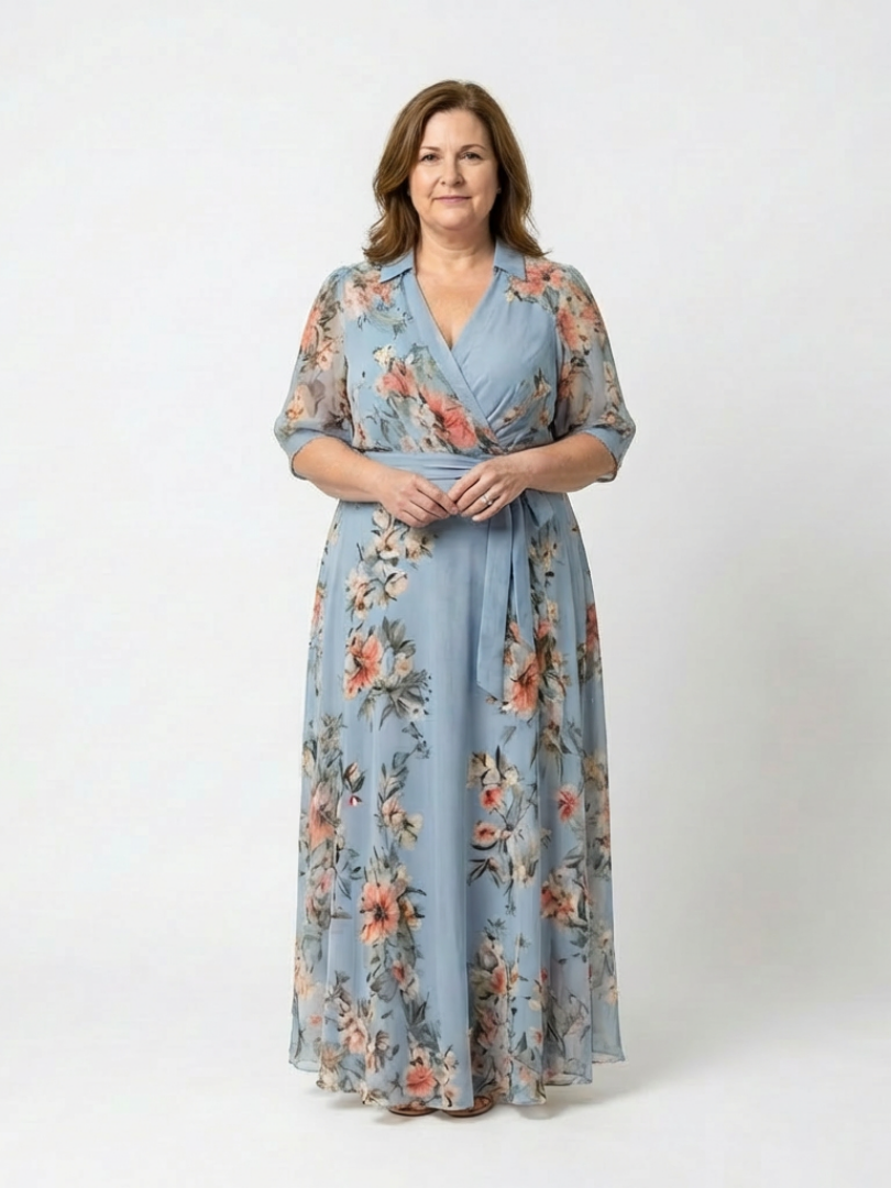 Women's Floral V-Neck Maxi Dress