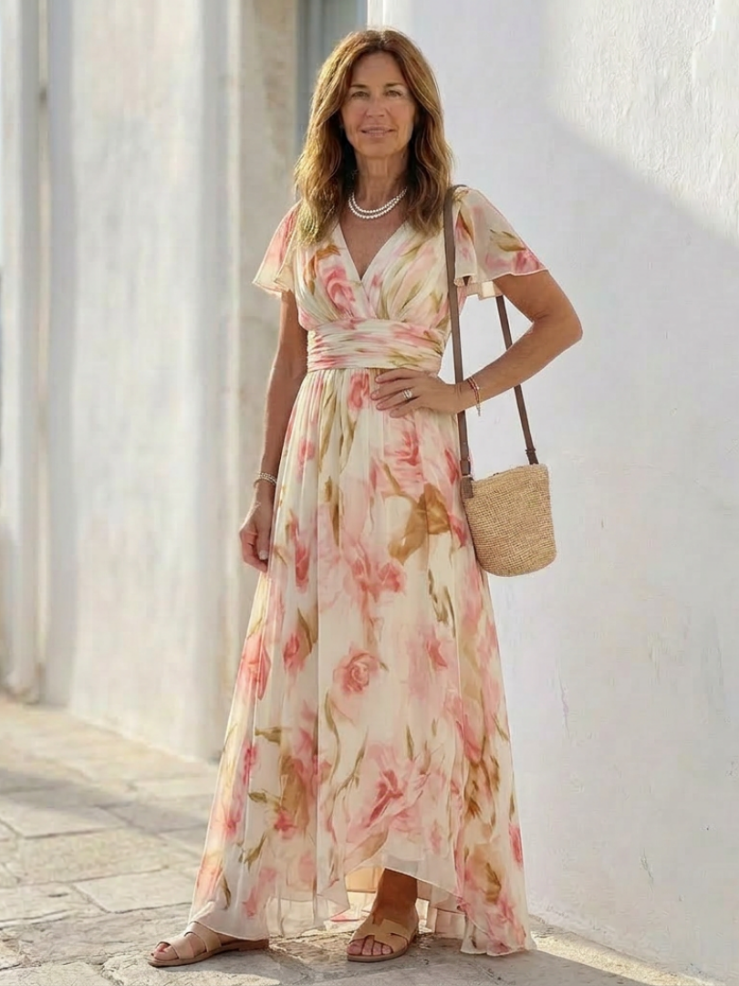 Women's Floral V-Neck Maxi Dress