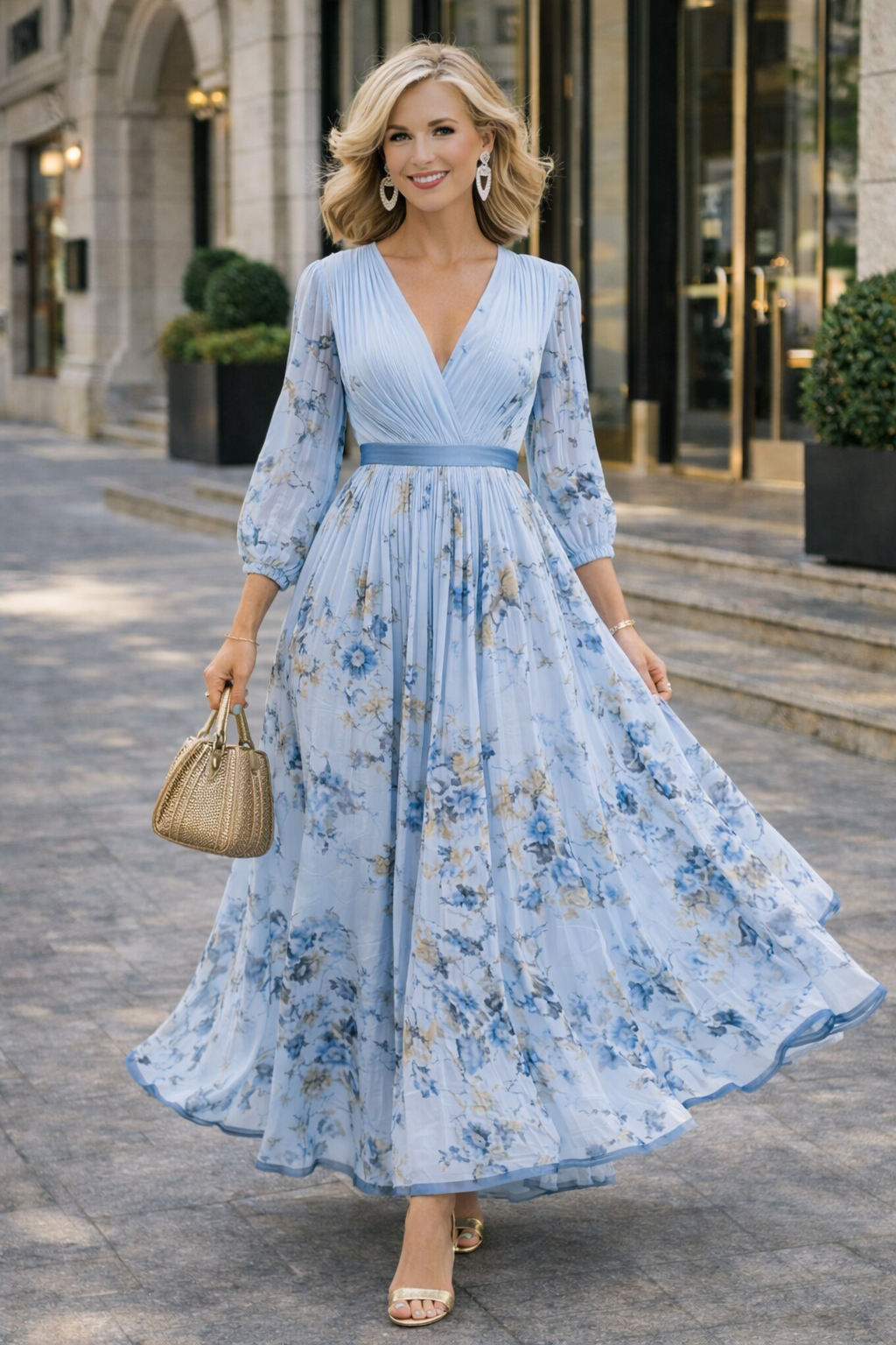 Women's Floral V-Neck Maxi Dress for Summer Elegance
