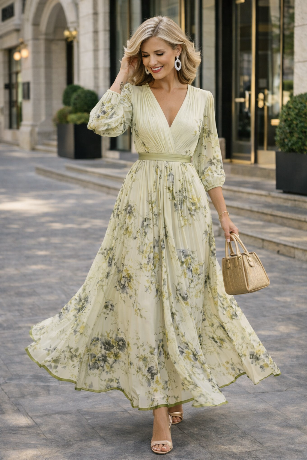 Women's Floral V-Neck Maxi Dress for Summer Elegance