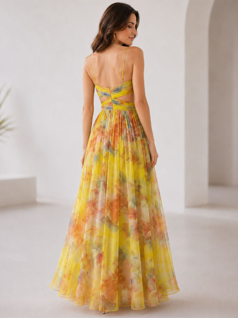 Women's Floral Wrap Maxi Dress with Adjustable Straps