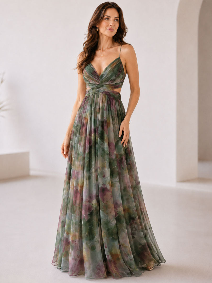 Women's Floral Wrap Maxi Dress with Adjustable Straps