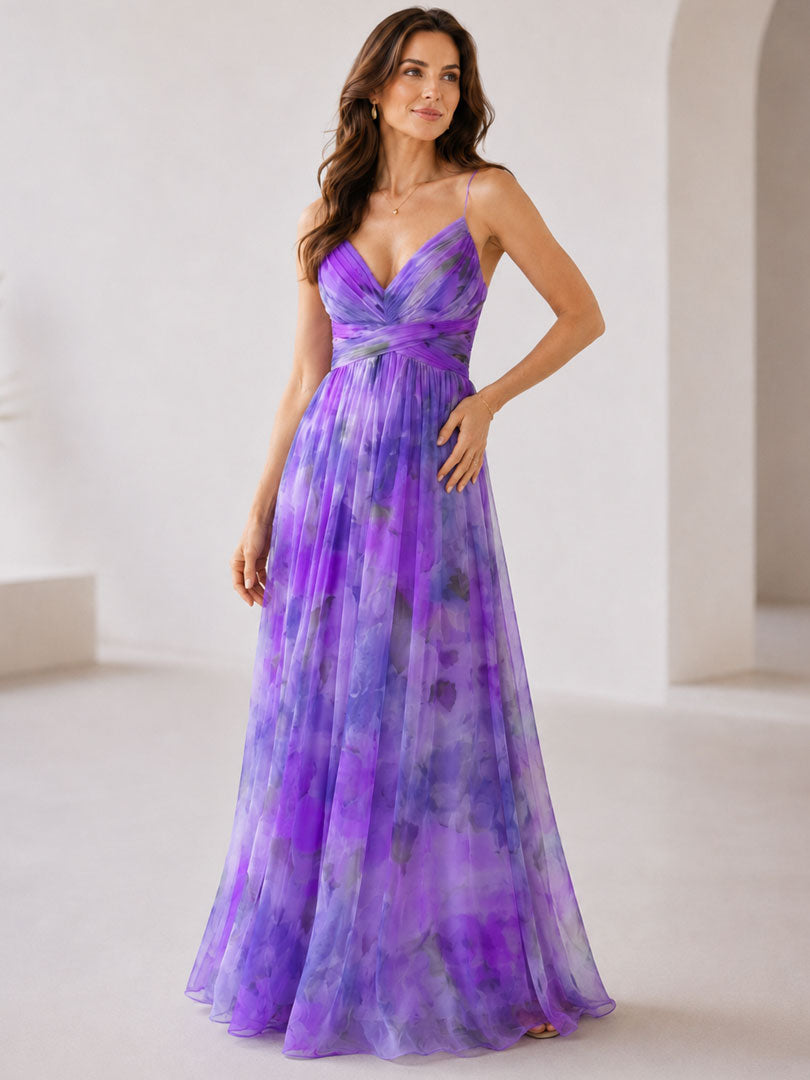 Women's Floral Wrap Maxi Dress with Adjustable Straps