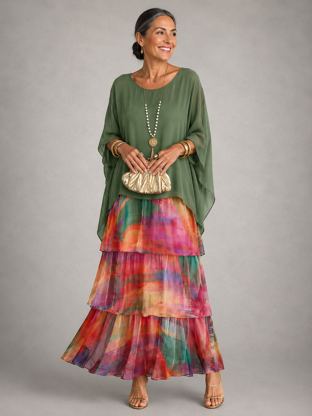 Women's Flowing Maxi Dress with A-Line Cut