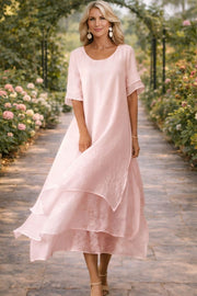 Women's Flowing Midi Dress with Relaxed Fit for Summer