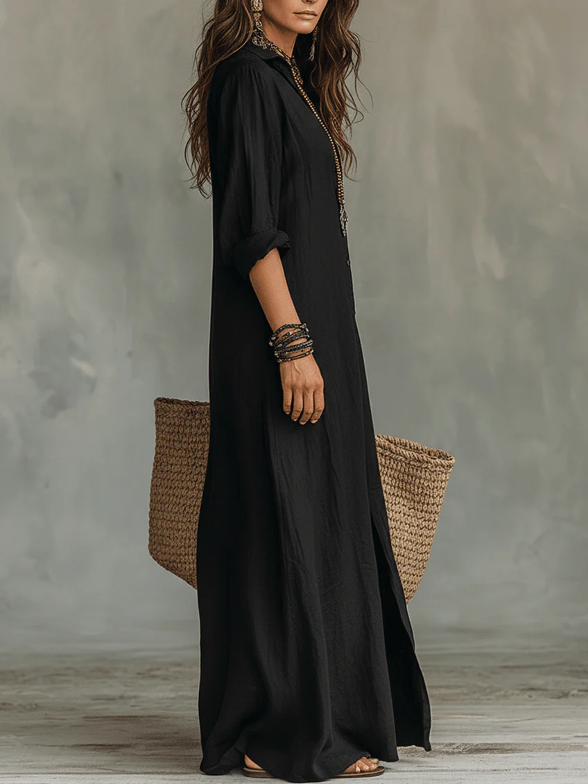 Women's Flowing V-Neck Long Dress