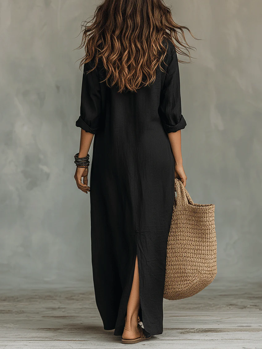 Women's Flowing V-Neck Long Dress