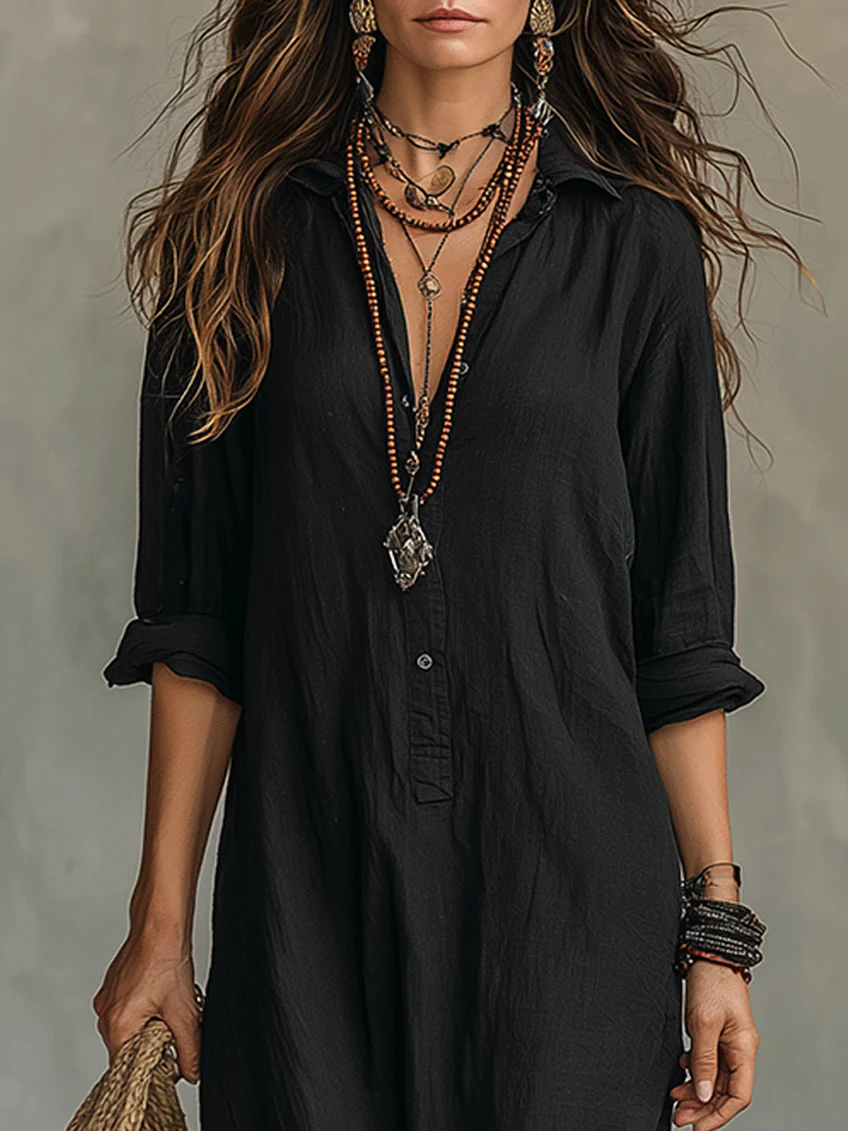 Women's Flowing V-Neck Long Dress