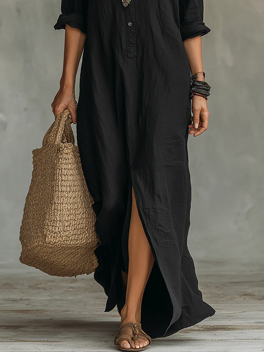 Women's Flowing V-Neck Long Dress