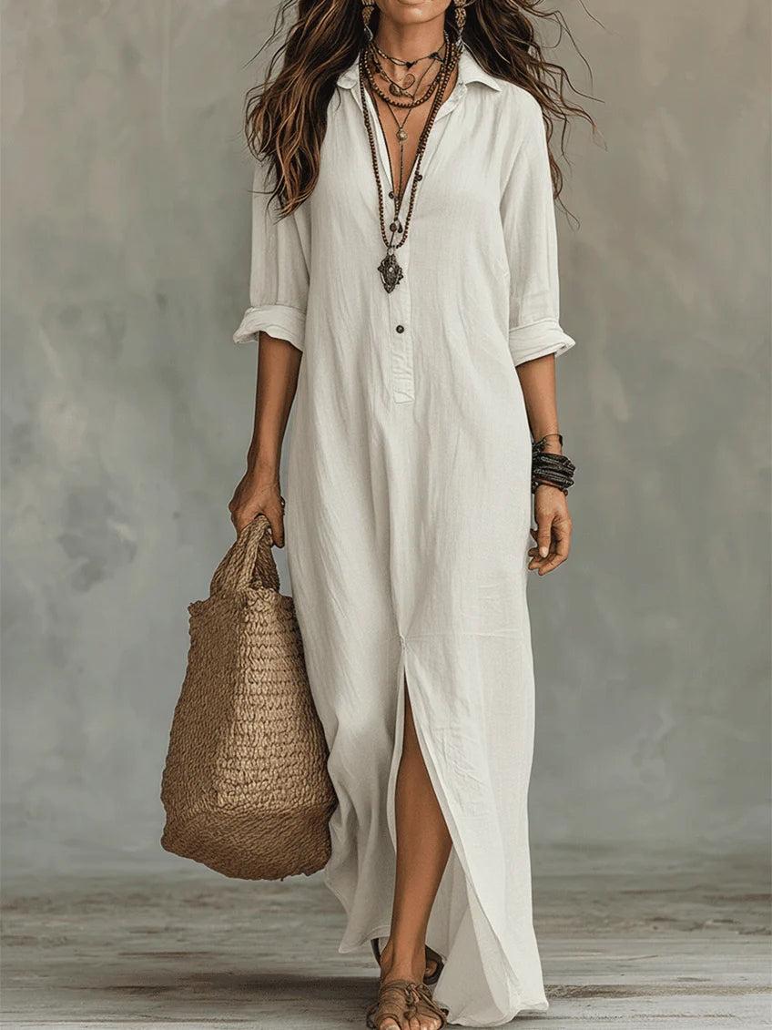 Women's Flowing V-Neck Long Dress