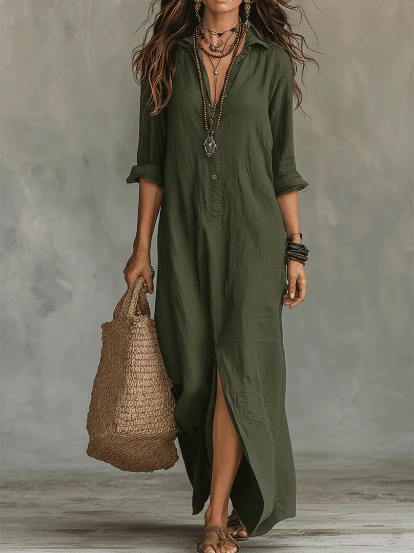 Women's Flowing V-Neck Long Dress
